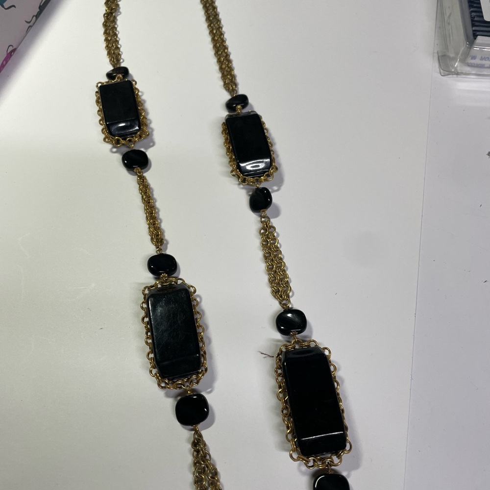 Miriam Haskel Russian Gold Chain and Lucite Necklace - Picture 3 of 3